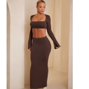 Elegant Brown Maxi Skirt